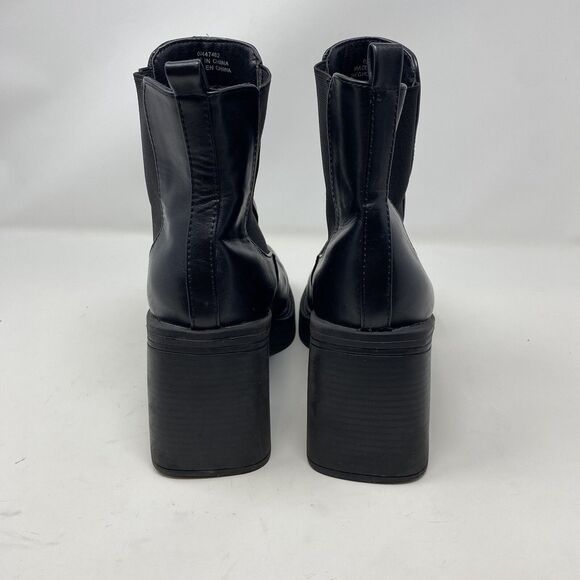 Vintage 90s Y2K Leather Chunky Square Toe Block Heel Boot Punk Goth Size 10 - Picture 8 of 12
